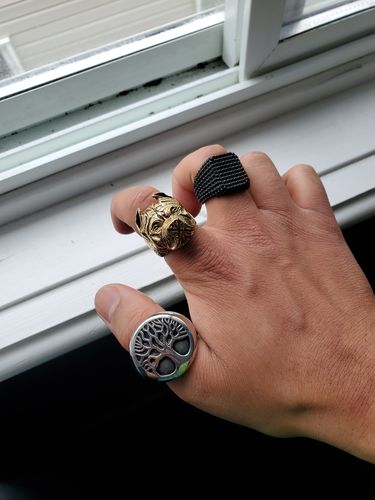 Customer photo review of STUDDED PUNK CUBE RING