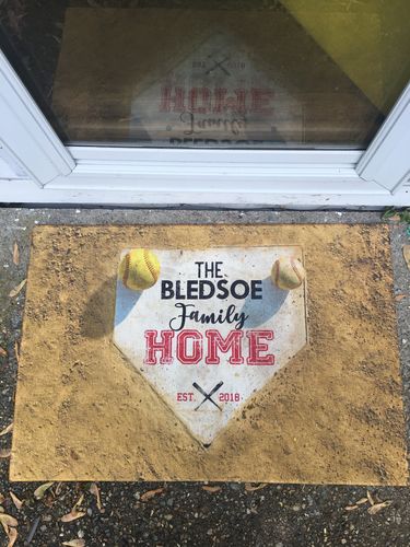 Customer photo review of Personalized Home Plate Welcome Mat