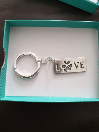 Customer photo review of Paw Print Keyring - Love