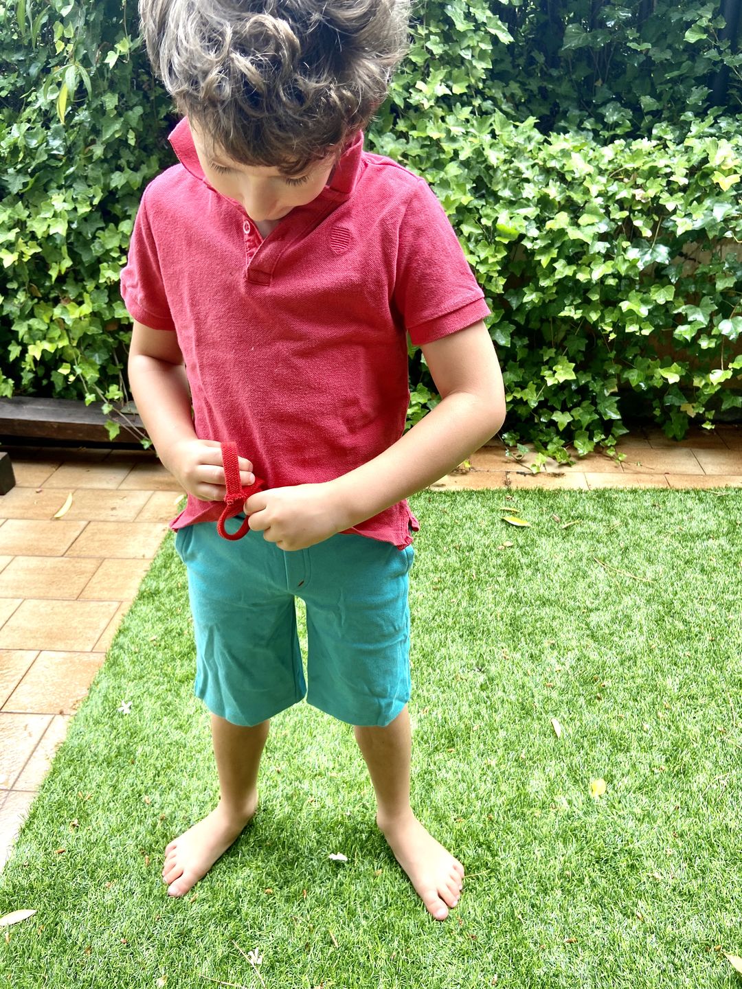 Customer photo review of Peacock Blue Beach Shorts