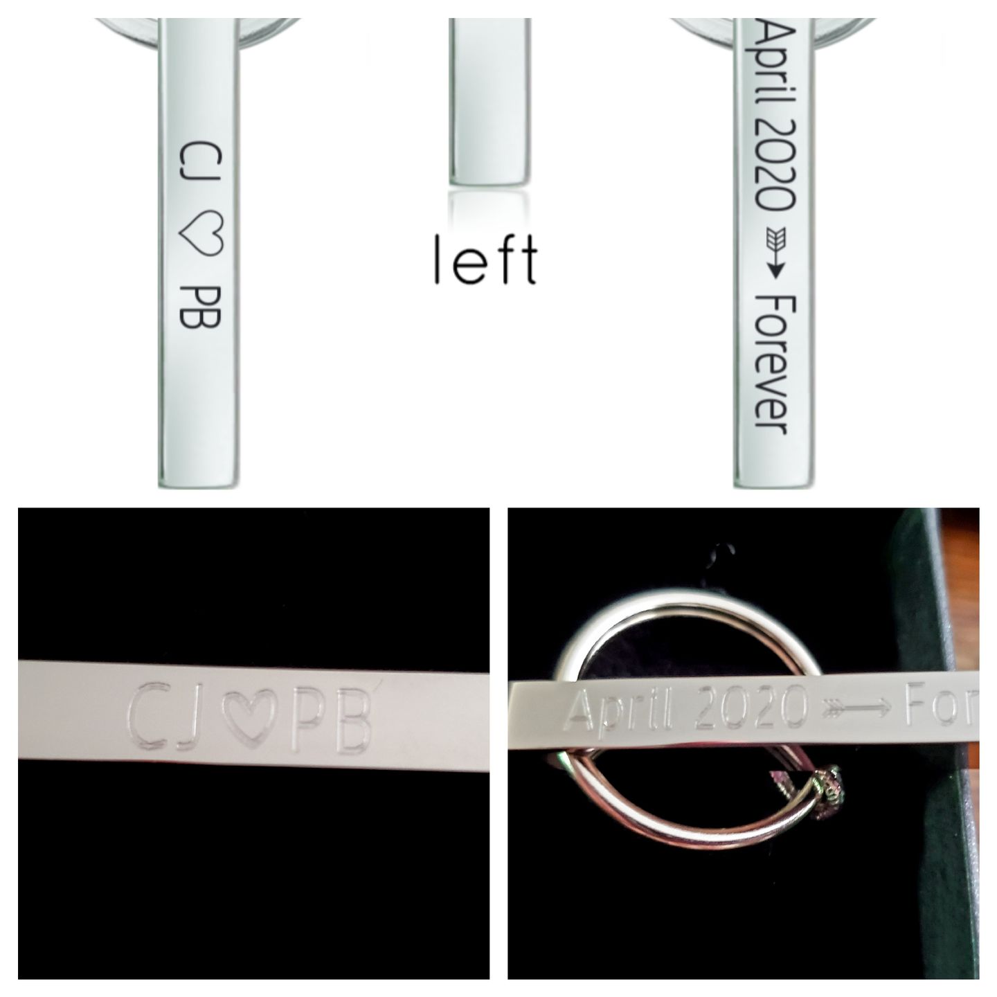 Customer photo review of Personalized 3D Bar Keychain, 4 Sided Metal Key fob