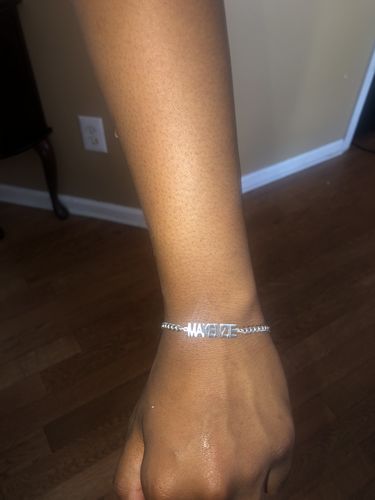 Customer photo review of Block Mini Name Bracelet with Cuban Chain