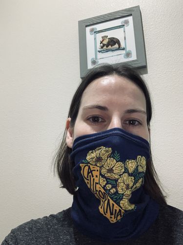 Customer photo review of California Poppy Heart Face Mask