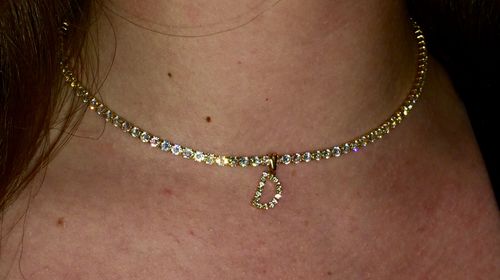 Customer photo review of Diamanté initial collar
