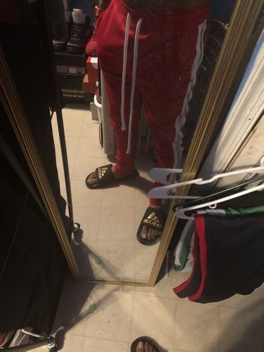 Customer photo review of Reflective Tape Track Pants Red (1A1-450)