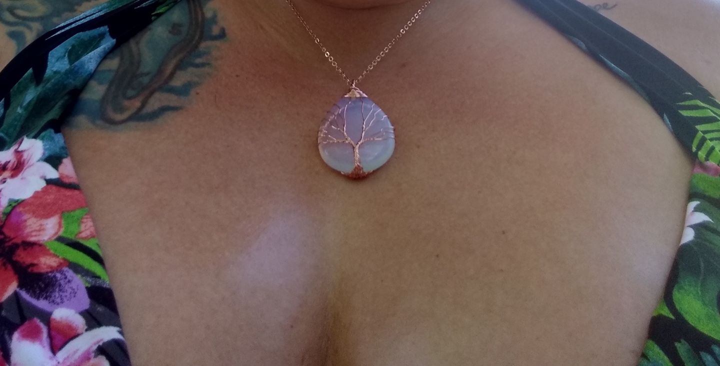 Customer photo review of Handmade Tree Of Life Opalite Necklace