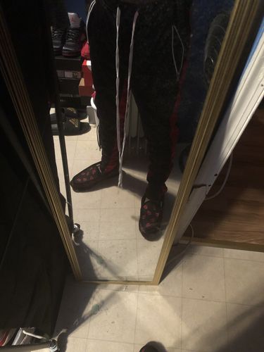 Customer photo review of Zip Pocket Dual Stripe Track Pants Black - Red (M4386PS)