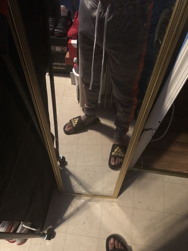 Customer photo review of Solid One Stripe Track Pants Grey - Orange (100-402)
