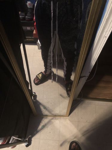 Customer photo review of Zip Pocket Dual Stripe Track Pants Navy - White (ZCM4386PS)