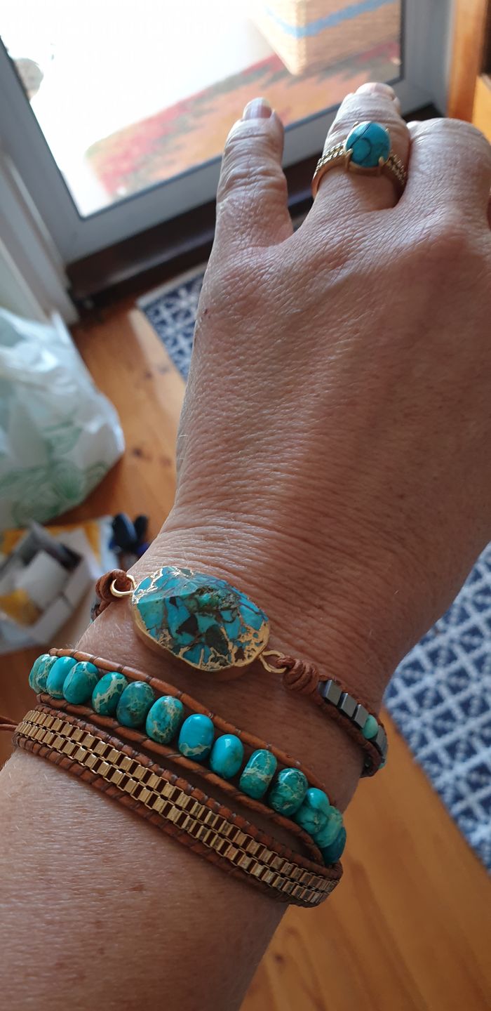 Customer photo review of Turquoise Calming Energy Wrap Bracelet