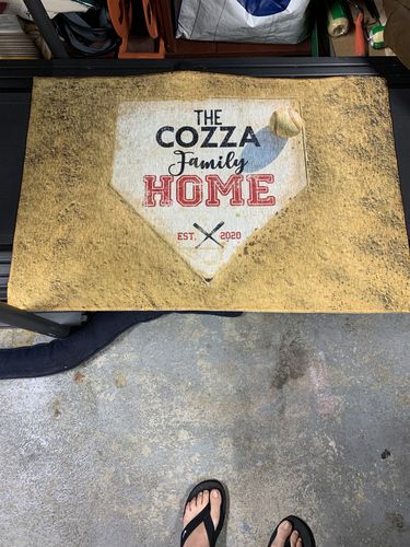Customer photo review of Personalized Home Plate Welcome Mat