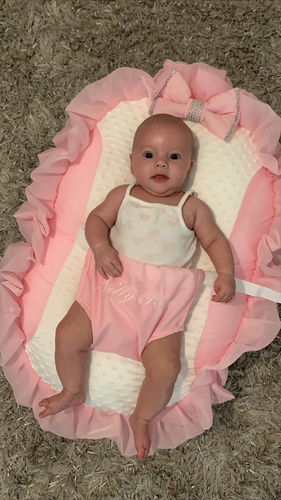 Customer photo review of Personalised Pink Frilly Bling Baby Bean Bag