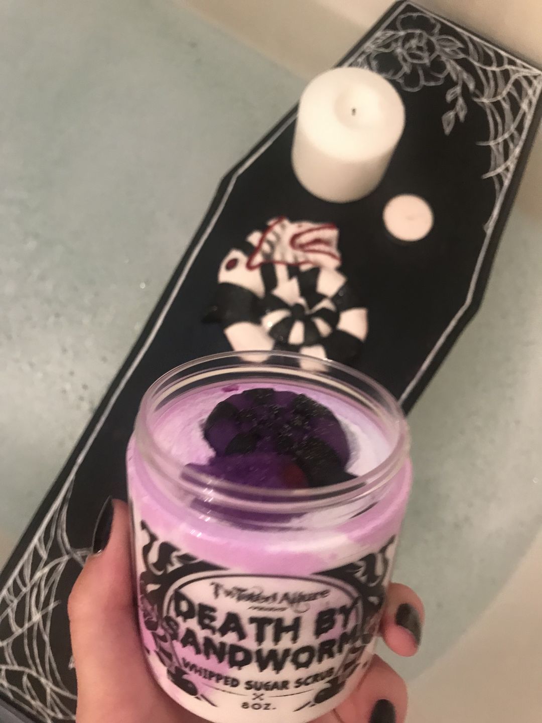 Customer photo review of Death by Sandworm  Sugar Scrub