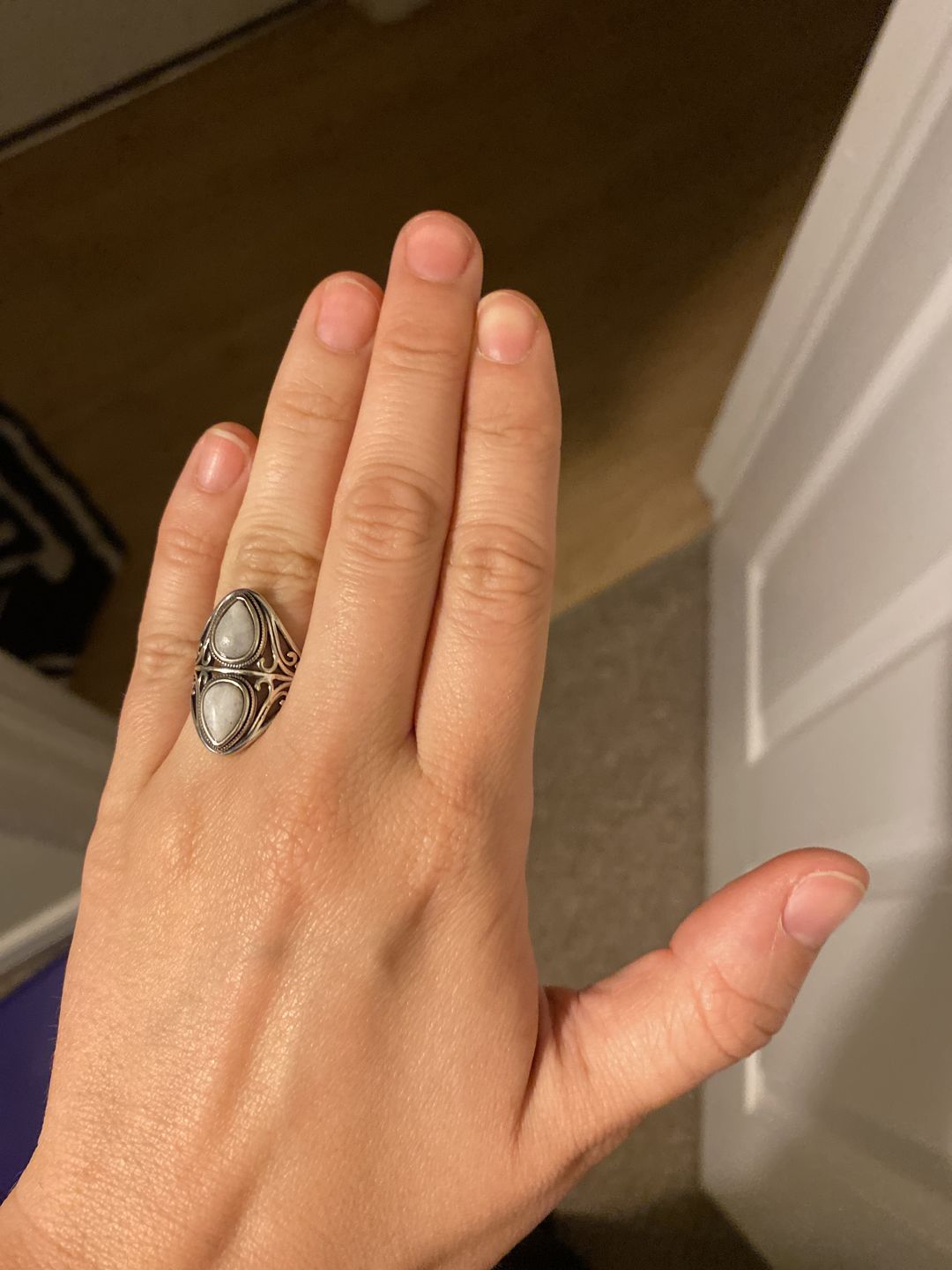 Customer photo review of Natural Rainbow Moonstone Ring