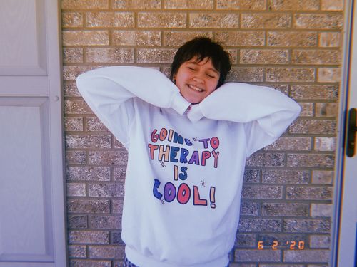 Customer photo review of Going To Therapy Is Cool! -- Sweatshirt
