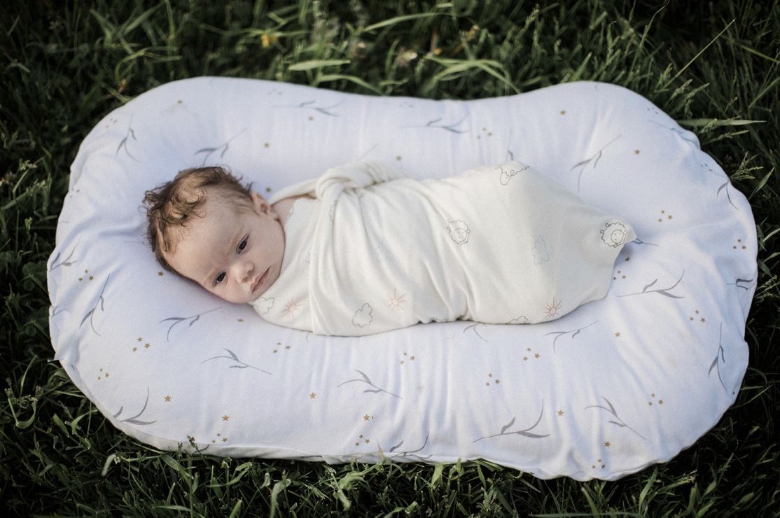 Customer photo review of Swaddle Blanket, Merino Wool, Newborn to 3 Months, Sheep
