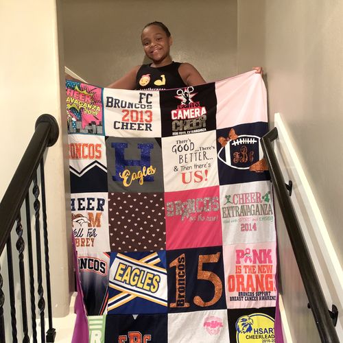 T-shirt quilt featuring broncoss football team by Ameika from TX