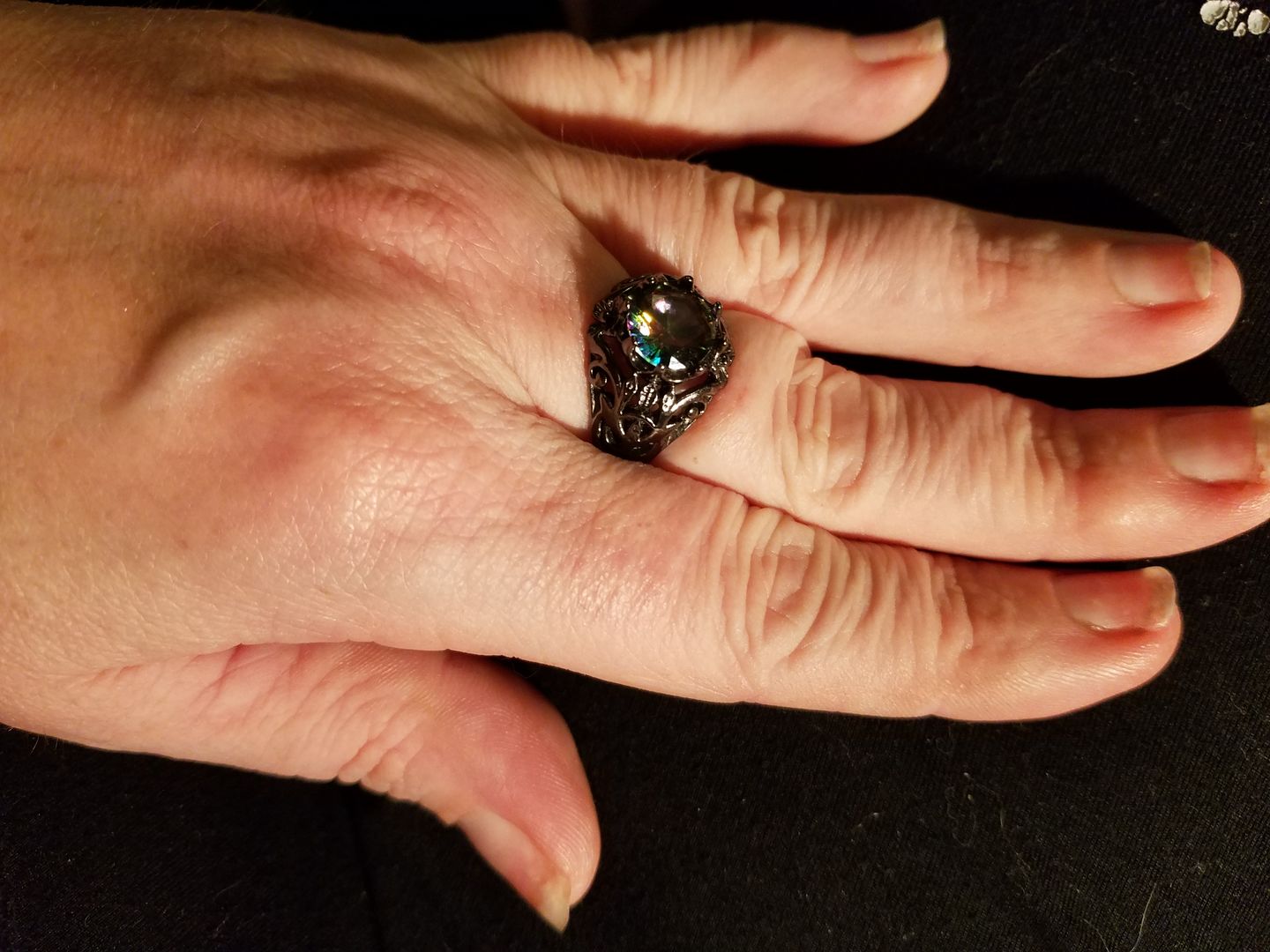 Customer photo review of Mystic Rainbow Cubic Zirconia Ring
