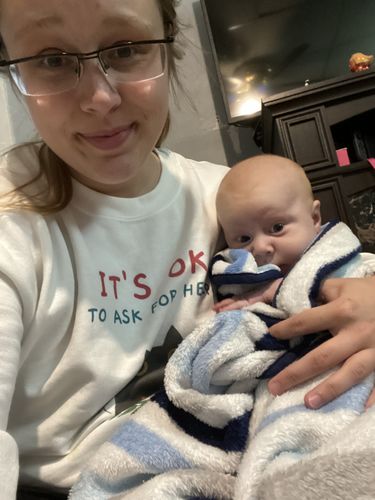 Customer photo review of It's OK To Ask For Help (Black Cat) -- Sweatshirt