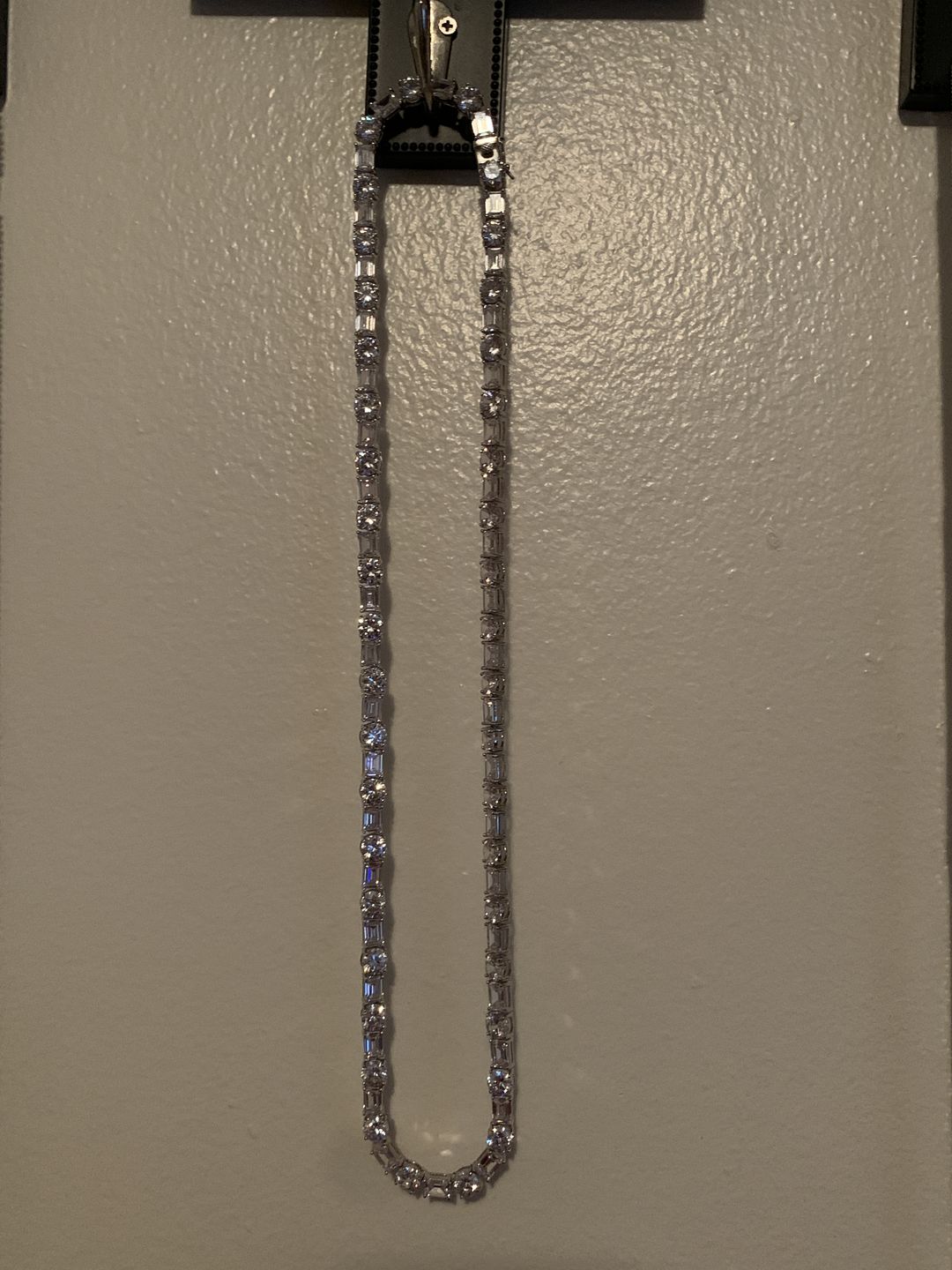 Customer photo review of White Gold Emerald & Round Cut Tennis Chain