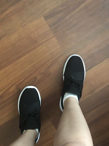 Customer photo review of Knit Elasticband Sneaker - Black