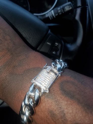 Customer photo review of 14mm Stainless Steel Cuban Bracelet Diamond Lock