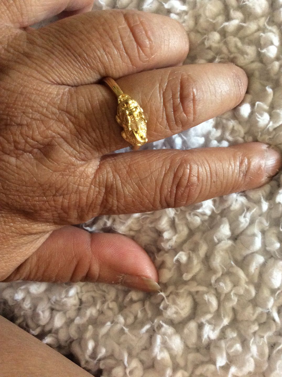 Customer photo review of Adjustable Lucky Gold Piyao Ring