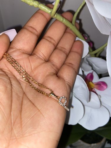 Customer photo review of Gold filled Diamanté initial necklace