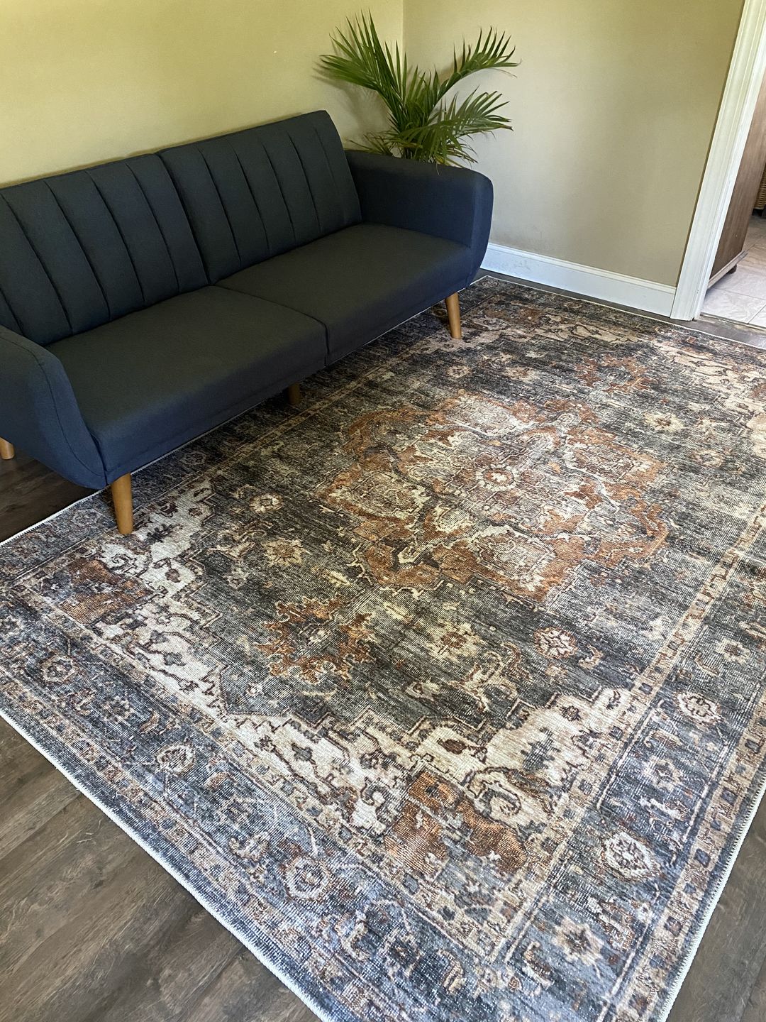Customer photo review of The Rug Collective­™ Distressed Vintage Cezanne Rabbit Gray Inca Gold Area Rug