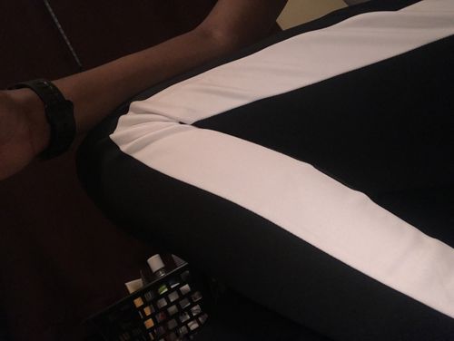 Customer photo review of Outside Solid One Stripe Track Pants (Black - White)