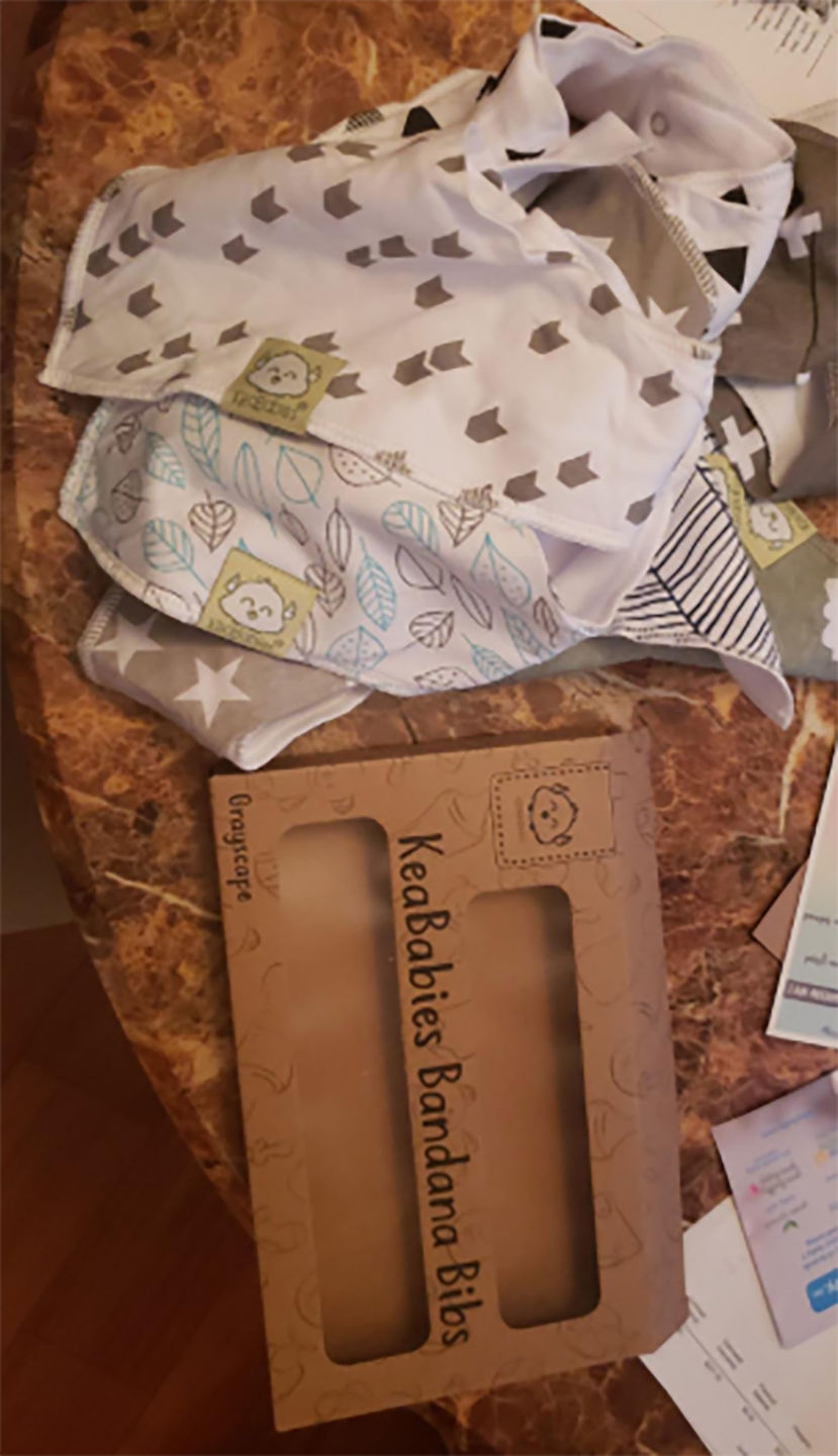 Customer photo review of Organic Baby Bandana Bibs