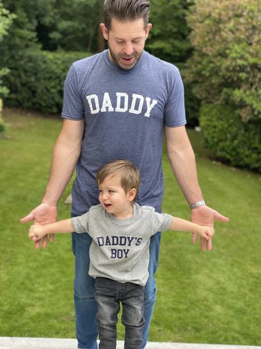 Customer photo review of Daddy & Daddy's Boy College Matching T-Shirts (MRK X)