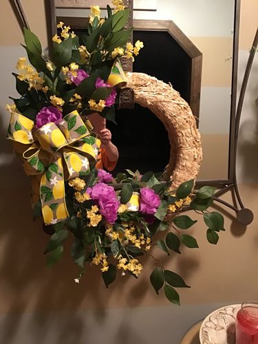 Customer photo review of 2.5"X10Yd Lemons On Royal Natural/Yellow/Green RGA118618