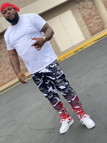 Customer photo review of Dip Dye Camo Track Pants Black (1A1-405)