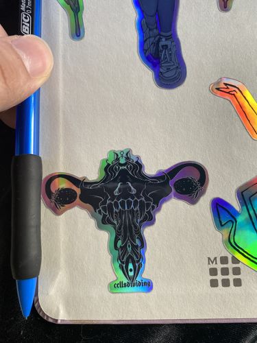 Customer photo review of Death Metal Uterus, Holographic Sticker