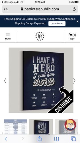 Customer photo review of I have a Hero Personalized Canvas