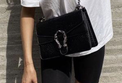 Customer photo review of Femni Vegan Alligator Crossbody Bag (Onyx)