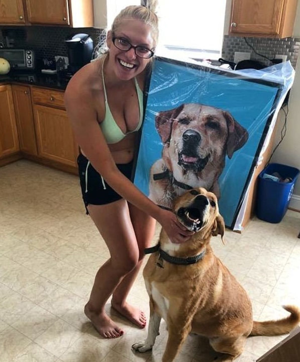 Customer photo review of Custom Pet Art Framed Canvas