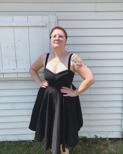 Customer photo review of Miss Kitty Maneater Swing Dress in Black - Vixen by Micheline Pitt