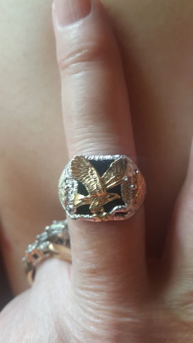 Tami P. review of Men's Sterling Silver Black Hills Gold Onyx Eagle Ring V image 1 out of 1