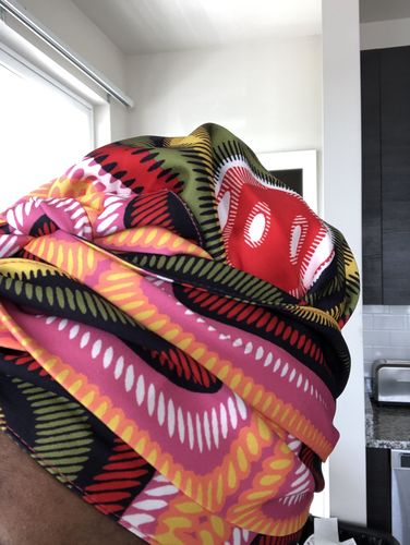 Customer photo review of African Print Head Wrap With Satin-Lined-AW1112