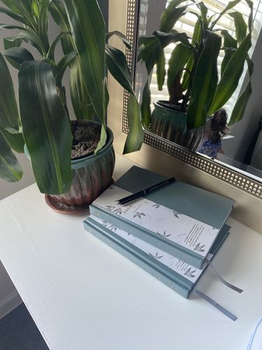 Customer photo review of Childhood History - Dusty Blue Leatherette