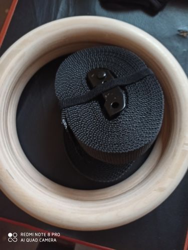 Customer photo review of 1 Pair Birch Wood Gymnastic Rings Pull Up GYM Ring for Home Fitness Strength Training. 2.8cm*4.5m Adjustable Straps for Optional