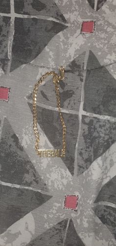 Customer photo review of Block Mini Name Bracelet with Cuban Chain