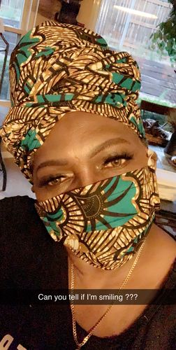 Customer photo review of ADULT FACE MASK WITH MATCHING HEAD WRAP