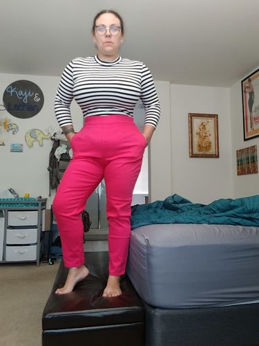 hot pink cigarette pants