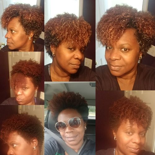 Customer photo review of Sample Curly Hair Wash and Go System with Organic Jojoba Oil for Moisturizing Hair with Lavender Fragrance (Step 1 - 4)