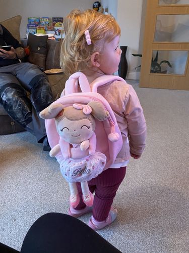 Customer photo review of Personalized Leyadoll Doll Backpack (Strawberry) - 2 Skin Tones
