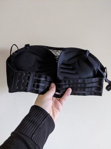Customer photo review of Lace Strapless Drawstring Bandeau Bra