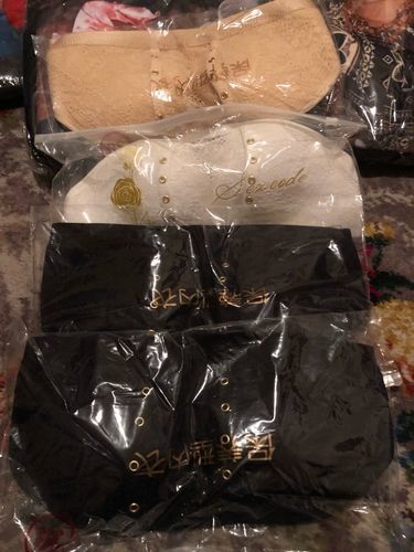 Customer photo review of Lace Strapless Drawstring Bandeau Bra
